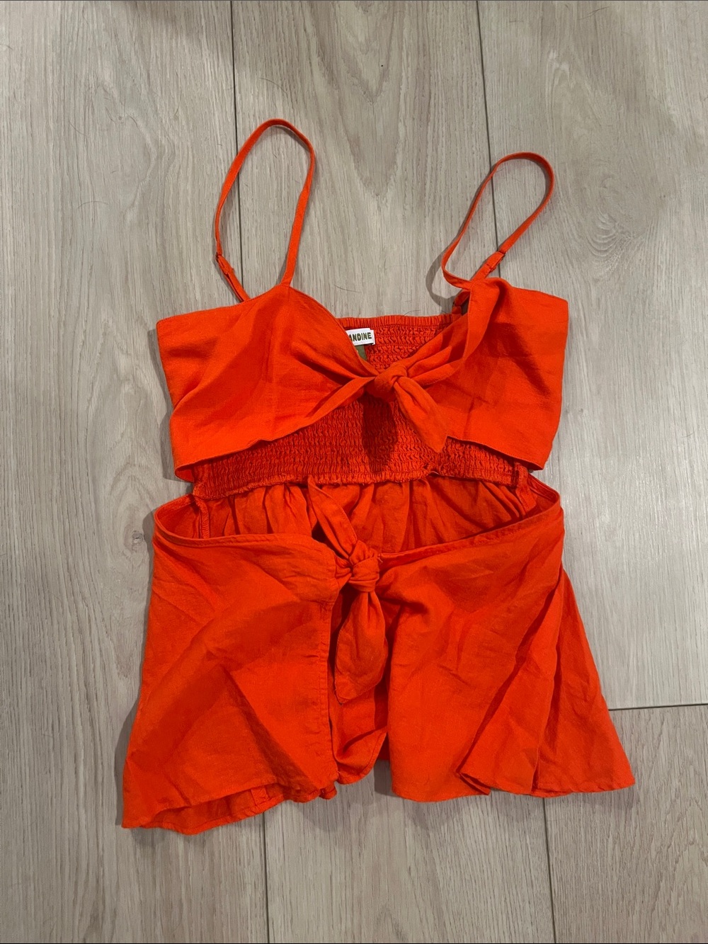 Celandine Red Orange Tie-Front Cami Top